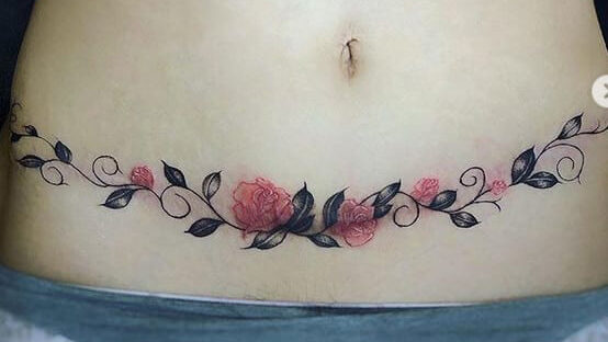Latest designs of Tummy Tuck Cover Up Tattoos 